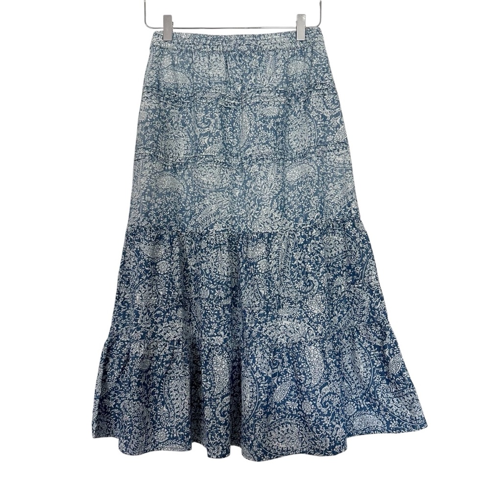 J. Jill Denim Paisley Floral Tiered Midi Skirt Size XSP - Picture 9 of 10